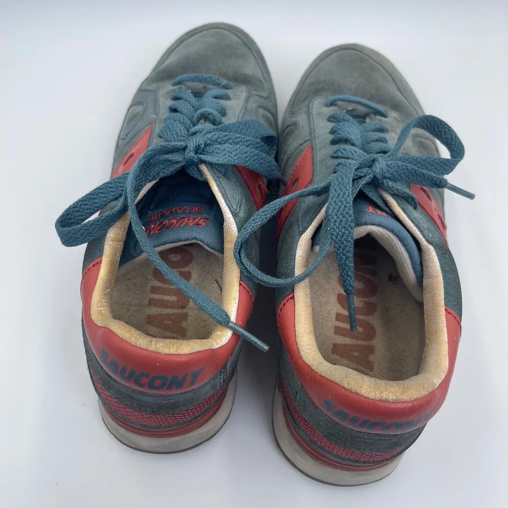 Saucony Shadow Original Mens Size 8.5 Blue Red Suede Low Top Lifestyle Sneakers